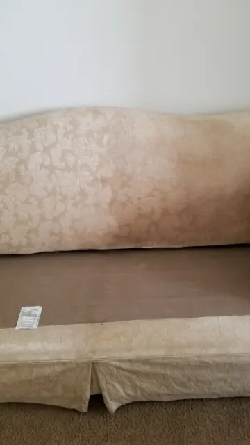 Damask sofa cushion half cleaned
